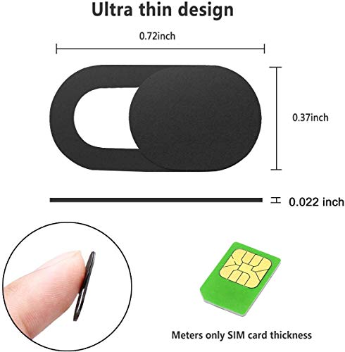 Webcam Cover, Webcam Cover Slide Compatible for Laptop, Desktop, PC, MacBook Pro, iMac, Mac mini, iPad Pro, Smartphone,Protect Your Privacy and Security,Strong Adhesive (Black)