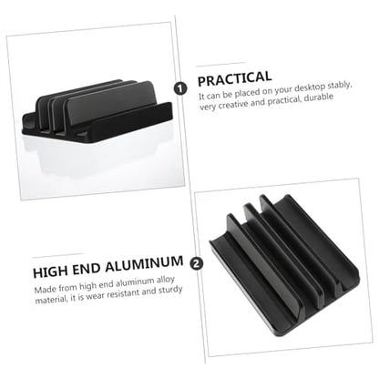 Mikinona Aluminum Alloy Laptop Stand Vertical Dual Slot Holder, Portable Notebook and Tablet Rack Base for Desk Organization, Space-Saving Laptop Vertical Support for Home and Office Use