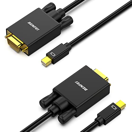 Benfei Mini Displayport to VGA 1.8M Cable, Benfei Mini DP Display Port to VGA Cable Male to Male Gold-Plated Cord for MacBook, iMac(LG51) Surface Pro and Laptop - color: 2 PACK, size: 6 Feet
