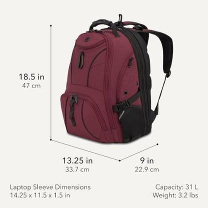 SWISSGEAR Sion 2-Piece Travel Set, Softside Expandable Carry-On Spinner Bundled with 1900 ScanSmart 17" Laptop Backpack with RFID Blocking & Tech Organization, Merlot - color: Merlot, size: 2-Piece Set (Carry-On/Backpack)