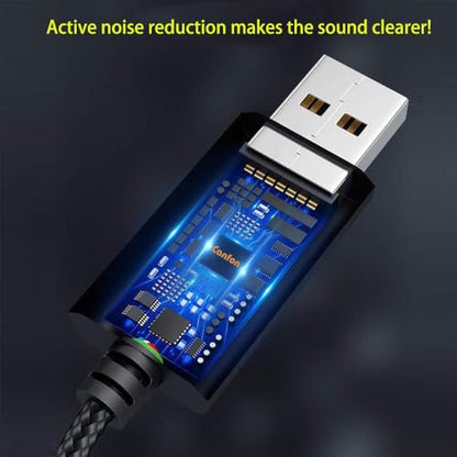 USB to 3.5mm Headphone and Microphone Jack Audio Adapter with 3.5mm Combo Aux Stereo Converter for Headset Mac PS4 PC Laptop Desktops External Sound Card Audio for Windows (100cm, Black) - color: black