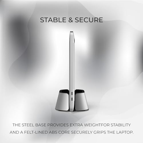 HumanCentric Vertical Laptop Stand in Silver Aluminum, Adjustable | Upright Holder & Dock, Fits MacBook Pro & Laptops .5" to 1.5", Clamshell Compatible, Laptop Vertical Stand - color: Aluminum Silver