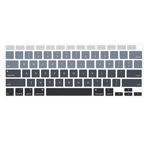 ProElife Keyboard Cover for MacBook Air 13-Inch with Touch ID A2337 M1 | Ombre Gray, U.S. Layout, Non-interference Design for ID Key, Dust-Resistant, Silicone Protective Skin, Washable & Reusable - color: Ombre Gray