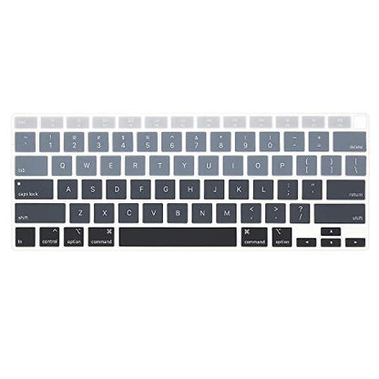 ProElife Keyboard Cover for MacBook Air 13-Inch with Touch ID A2337 M1 | Ombre Gray, U.S. Layout, Non-interference Design for ID Key, Dust-Resistant, Silicone Protective Skin, Washable & Reusable - color: Ombre Gray