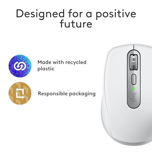 Logitech MX Anywhere 3S Mac Compact Wireless Mouse 8K DPI - Pale Grey | Compact, Bluetooth, any-surface tracking, quiet clicks, USB-C, for MacBook Pro, MacBook Air, iMac, iPad - color: Pale Grey