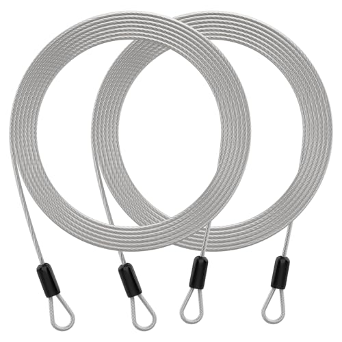 9.84FT 3mm Stainless Steel Security Cable, 2 Pack | Security Wire Rope with Double Loop for Outdoor Travel - size: 9.84 ft 3 mm, 2 Pack