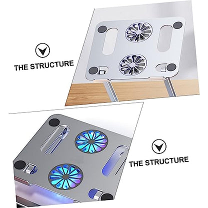MERRYHAPY Aluminum Laptop Cooling Pad 2 Fans Strong Wind Quiet Laptop Cooler Ventilated Stand for 17.3 Inch Notebook