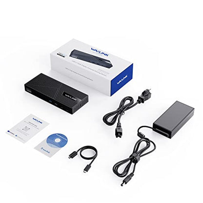 WAVLINK USB C Triple Monitor Docking Station 13-in-1 Displaylink Dock with 100W Charging for Mac, Windows, Chrome, 3 HDMI+2DP, Gigabit Ethernet, USB-C, 4 USB-A 10Gbps, Audio, Driver Required