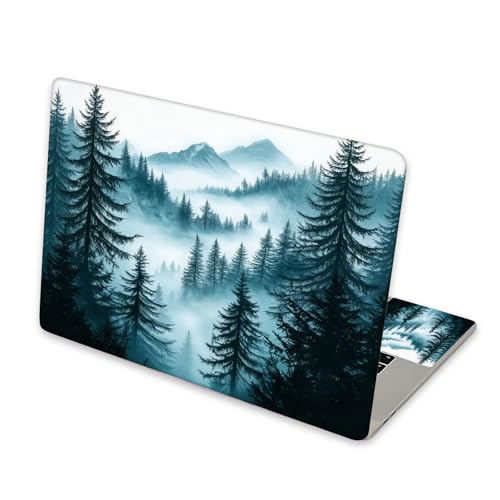Universal Laptop Skin Sticker for 12/13/14/15.6 Inch Laptops, Reusable Vinyl Laptop Decal Cover, Waterproof Scratch Resistant Notebook Skin with 2 Wrist Pads,Misty Forest - color: Misty Forest