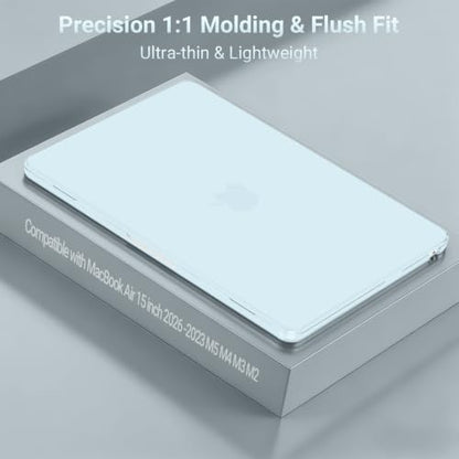 MOSISO Compatible with MacBook Air 15 inch Case M5 M4 M3 M2 2026 2025-2023 | Model A3448 A3241 A3114 A2941, Scratch-Resistant Ultra-Thin Protective Hard Shell Case Cover, Cloud Blue - color: Cloud Blue