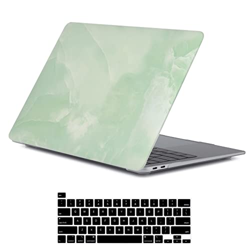 LanBaiLan Compatible for MacBook Pro 13 inch with Touch Bar 2016-2022 Release M1 M2 A2338 A2289 A2251 A2159 A1989 A1706 A1708 Plastic Laptop Protective Case & Keyboard Cover, Matcha Green Marble - color: Matcha Green Marble