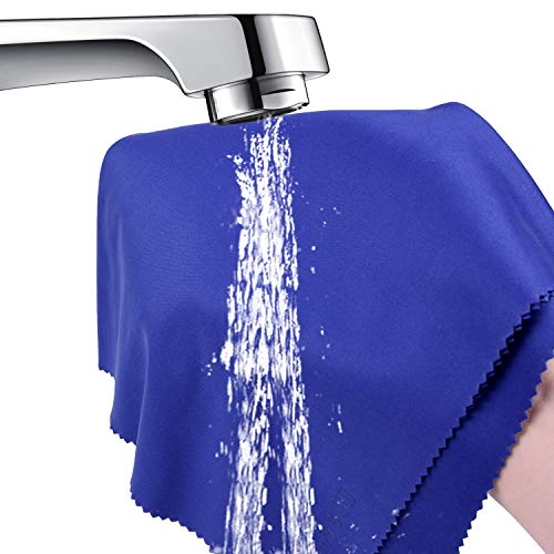 Wisdompro Extra Large 4-Pack Microfiber Cleaning Cloth For Laptop, LCD TV, Computer Screen, Monitor, Tablet, Camera Lens, Glass, Lenses, Phone, iPhone, iPad, other Delicate Surface - Blue (16x16 Inch) - color: Blue