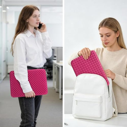 RAINYEAR 13 Inch Laptop Sleeve Shockproof Diamond Foam Case, Deep Pink | Protective Soft Fluffy Lining Case for 14'' MacBook Pro/Max 13.3" MacBook Air/Pro M1 M2 M3 M4 M5 13.3" PC Notebook Chromebook - color: Deep Pink, size: 13"-13.3"