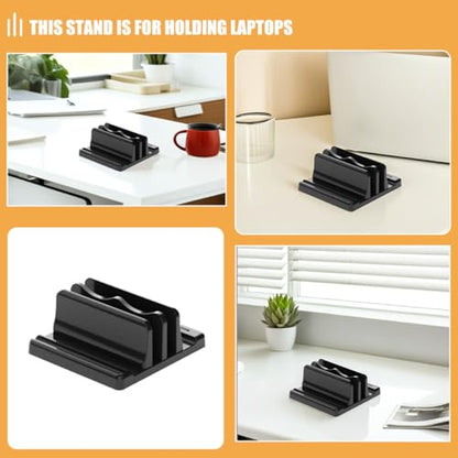 ABOOFAN Vertical Laptop Stand and Book Organizer for Desk, Dual Slot Black Desktop Holder, Space-Saving Document and Cookbook Rack for Office and Home Use