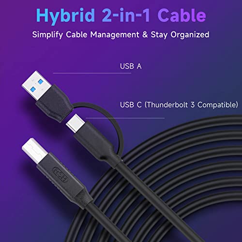 RSHTECH RGB USB Hub, USB C/USB 3.0 to 7-Port Powered USB Hub, RSH-518R | Gaming USB Hub Splitter with 14-Mode RGB LED Strip, 3.3ft USB-C/A Cable, 5V/4A Power Adapter and Individual Touch Switches