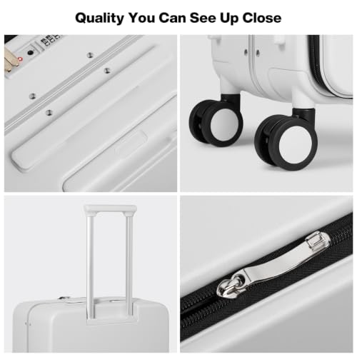 mixi 26 Inch Large Checked Luggage PC Hard Shell Suitcase Top Opening Aluminum Frame Travel Suitcases with Wheels, Smoke White - color: Smoke White, size: 26 Inch