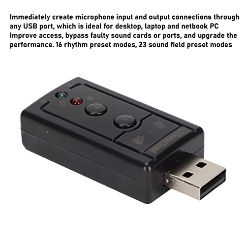 7.1 Channel USB External Sound Audio Adapter Laptop PC Sound Built in Amplifier and Volume Controls with 3.5MM Ports and Microphone for Wins/for Android