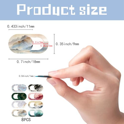8Pcs 8 Styles Laptop Camera Cover Slide Marble Privacy Guard Accessories, 0.04 Inch Ultra Thin Webcam Cover Protector Blocker for Desktop Computer Tablet Notebook Mini PC Home Office Use - color: Marble