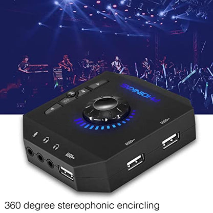 7.1 Channel USB Sound Card Adapter External Sound Card USB Audio Adapter with 3.5mm Interface & USB Interface for PC Laptop Gaming Device