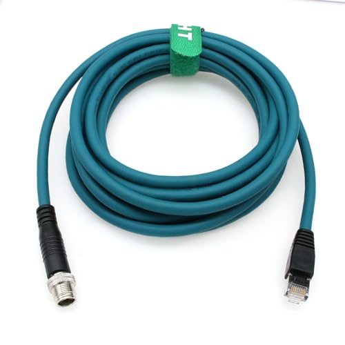 Ethernet Network Cable for Cognex Basler Datalogic Keyence Sick Baumer Microscan Camera Sensor Reader, M12 8 Pin X-Coded Male to RJ45 CAT7e High Speed 50M - size: 50 meter