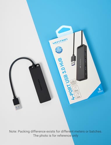 VENTION USB 3.0 Hub for Laptop- Multi USB Port Splitter, Ultra-Slim USB Extender Adapter, 4 Ports Fast Data Transfer for Laptop, MacBook, Printer, PS4, PC, Flash Drive, HDD, Wireless Mouse/Keyboard - size: 0.5FT, style: USB 3.0 5Gbps