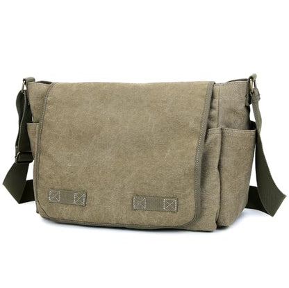 Sechunk Canvas Large Messenger Bag Shoulder bag Cross body bag Crossbody Bag - color: Army Green, size: Large