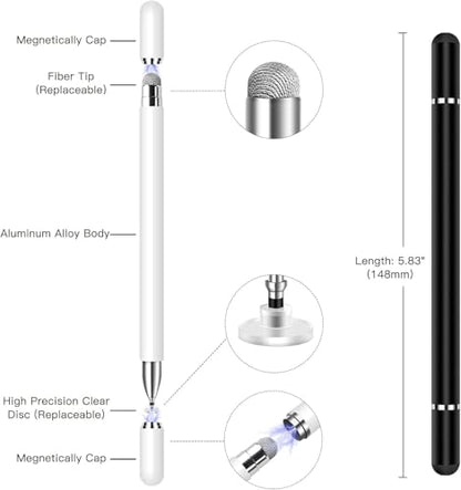 Stylus Pen for Samsung Galaxy Tab A11+/A11/A9+/A9/A8+/A8 Universal Android Pen Compatible with iOS/Microsoft/Android Tablet and Phones All Touch Devices (White+Black) - color: White+Black