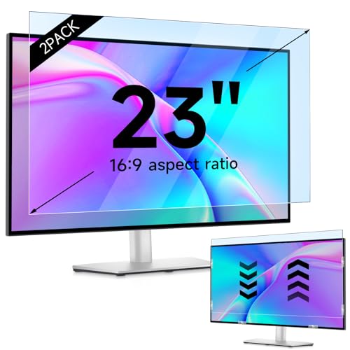 IPROKKO 2 Pack 23 inch Anti-Blue Light Monitor Screen Protector for 16:9 Widescreen, Removable Matte Anti Glare Blue Light Blocking Screen Filter, Anti-UV Eye Protection PC Computer Film [Washable Wipes Clean] - size: 2pcs 23inch 16:9