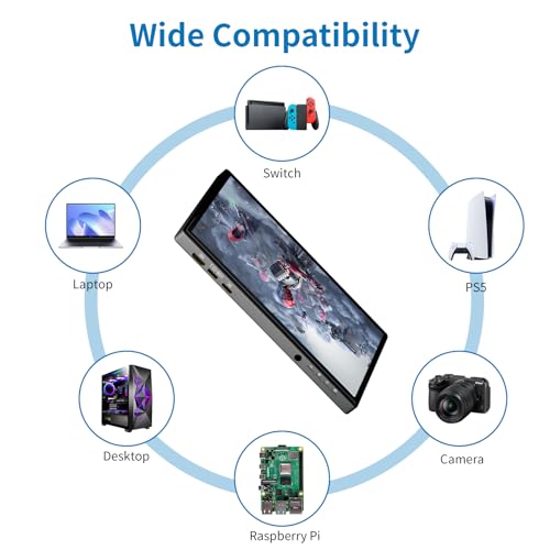 7 inch Portable Touchscreen, Mini 1080P 60Hz USB C HDMI Monitor | Ultra Thin Lightweight IPS LCD Display Second Screen for Gaming, Working, PS5, Xbox, Laptop, PC
