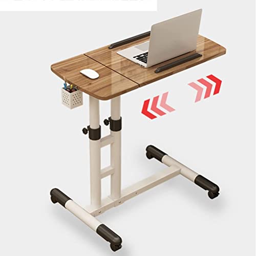 Overbed Table Overbed Table Portable Desk for Laptop with Wheels Adjustable Height Tilt Top and Mobile Rolling Stand Tilting Overbed Table Tray Bed Sofa Side - color: White