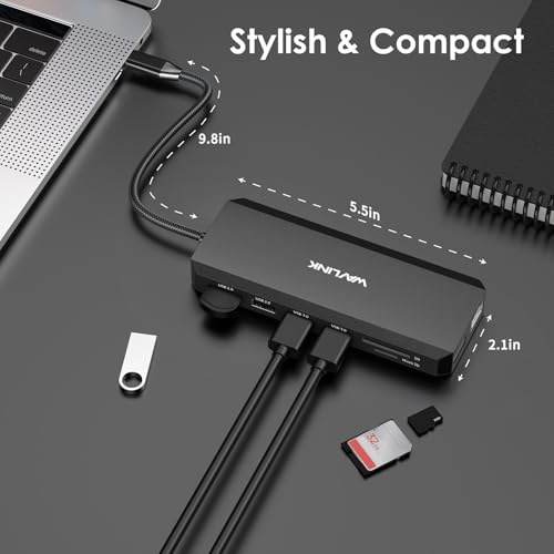 WAVLINK Laptop Docking Station Dual Monitor/Triple Display for Windows OS | USB C Hub with 2 HDMI, DisplayPort, 100W PD in, Gigabit Ethernet, USB 3.0/ 2.0 Ports, SD/TF Card Reader, Audio