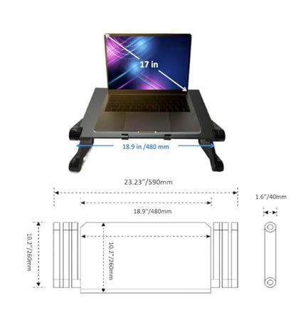 Adjustable Lap Laptop Computer Portable CPU Cooling Fan Ergonomic Vented Table Stand Desk Tray (480 * 260mm with Mouse Pad & Double Fans, Black) - color: Black, size: 480*260mm with Mouse Pad & Double Fans