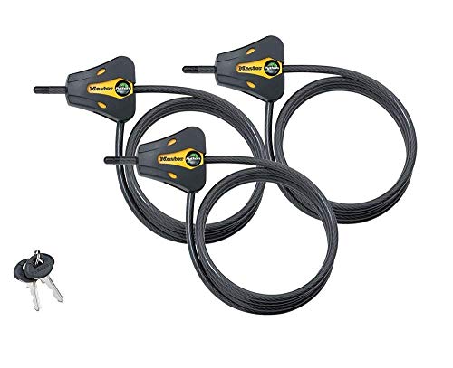Master Lock - Keyed Alike Trail Camera Python Adjustable Cable Locks w/6 Keys, 8419KA-3 - size: 3 Pack