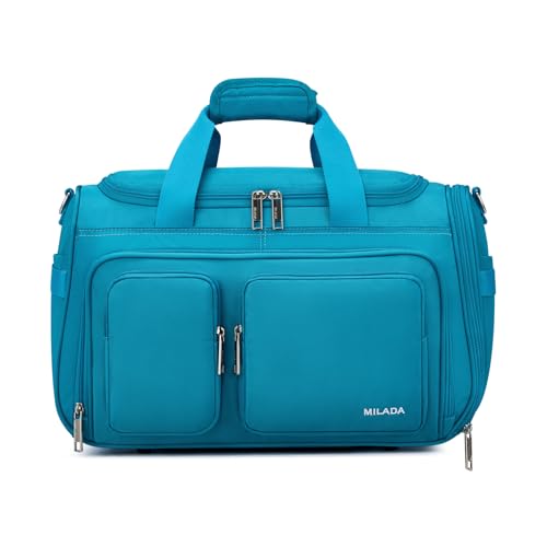 MILADA Underseat Carry On Luggage Bags for Travel Lightweight Foldable Carry On Bags for Airplanes Small Duffle Bag for Men Women TSA Approved Underseat Bag Travel Tote Bags, Caribbean Blue - color: Caribbean Blue, size: Underseat 16.5 inch
