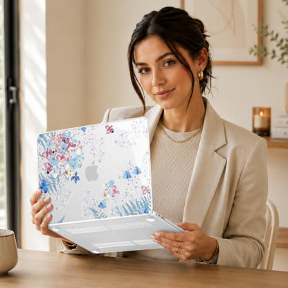 May Chen Compatible with MacBook Neo 13 inch Case 2026 Model A3404, Plastic Hard Shell,Keyboard Cover,Screen Protector,Dust Plug, for MacBook Neo 13" with A18 Pro Chip,Hydrangea - color: Hydrangea