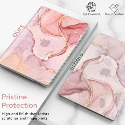 BELKA Compatible with MacBook Pro 13 inch Case M2 M1 2022 2021 2020-2016 | Pink Marble Pattern Plastic Hard Shell Case, Scratch & Fingerprint Resistant, Includes 2 Keyboard Covers & Screen Protector - color: Pink Gold Marble