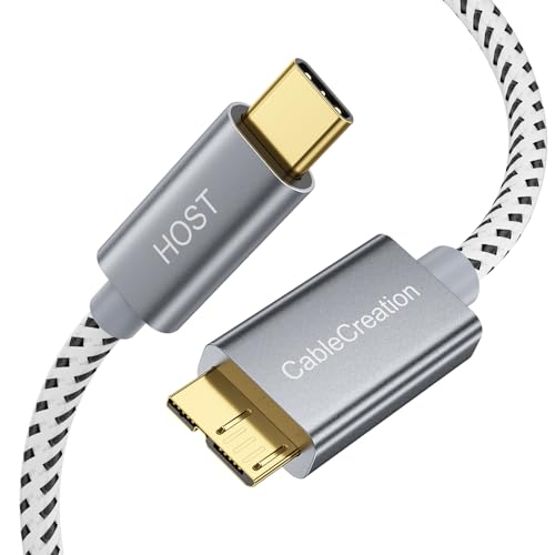 CableCreation Short USB C to Micro B Cable 2FT, 10G Micro B to USB C 3.1 | External Hard Drive Cord for iPhone 15/16/17, Galaxy S24, Seagate WD Westgate My Passport, MacBook Pro/Air, iPad/Tablet - color: Grey, size: 2 ft