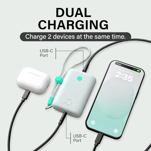 Nimble Champ Portable Charger, 10000mAh Power Bank, 20W Dual USB-C Charging | Compatible with iPhone, Samsung, Tablet, iPad, MacBook, Travel Essential Power Bank with 2ft USB C Cable Included - color: Luna White