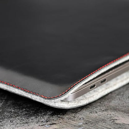 Casemade Real Leather Laptop Sleeve for MacBook Pro & Air Fits 13, 14, 15 & 16 Inch - Genuine Full Grain Leather with Soft Wool Lining (16 inch - Pro M1/M2/M3/M4/M5) - color: Black, size: 16" Pro M1-M5