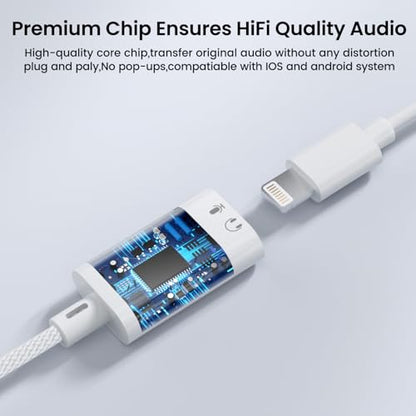 USB C to Lightning Headphone Audio Adapter, USB C Male to Lightning Female Earbuds Audio Adapter Compatible with iPhone 17/16/16e/15 Plus/Pro/Max, iPad Pro, iPad Air 6/5, MacBook (No Charge)[50 Pcs] - color: 50Pcs-White