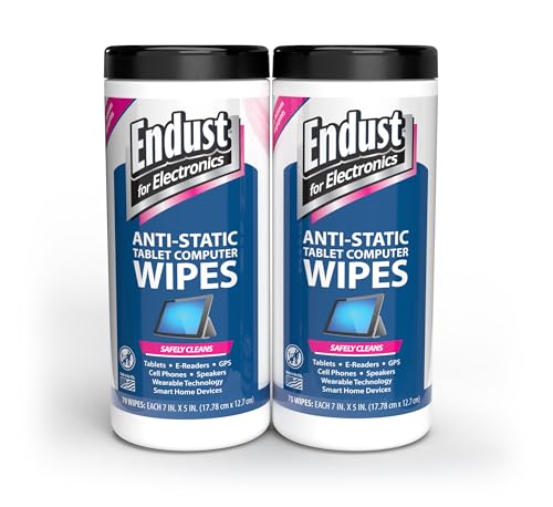 Endust For Electronics; Anti-Static Screen & Surface Cleaning Wipes; For Tablet, E-Reader, Monitor, Laptop, Phone, TV, and More; Pre-Moistened, Alcohol & Ammonia Free, 140 Wipes (Pack of 2) - size: 1 Count (Pack of 2)
