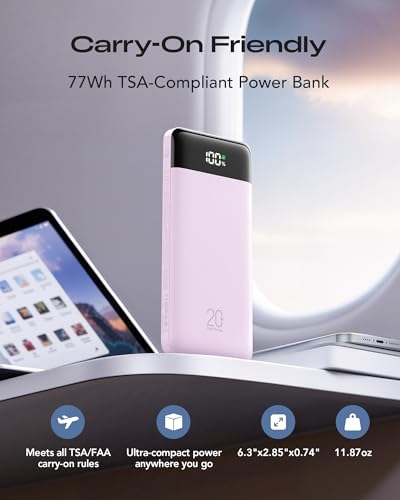 Orfeika 20000mAh Power Bank Fast Charging, Portable Charger with 4 Built-in Cables & 6 Outputs, 20W PD USB C Battery Pack Compatible with iPhone 16/15, Galaxy, Android, iPad & More (Travel Essential) - color: Lavender