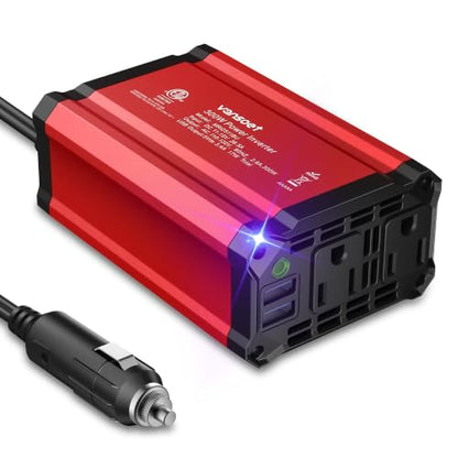 300W Car Power Inverter - vansoet DC 12V to 110V AC(2 Outlets) Power Inverters with 3.4A Dual USB Fast Charging Port - Car Charger Cigarette Lighter Adapter for Laptop/Phone/Road Trip (Red) - color: Deep Red