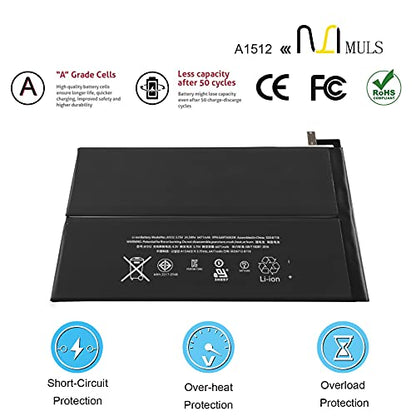 MULS A1512 Tablet Battery for Apple iPad mini 2 & iPad mini 3 A1489 A1490 | A1491 A1599 A1600 A1601 ME276LL/A MF066LL/A MF247CH/A MGNV2LL/A MH3F2LL/A MGPW2CH/A MF544LL/A MF569LL/A MF580LL/A 24.3Wh - size: 6.50*4.41*0.79 in A1512