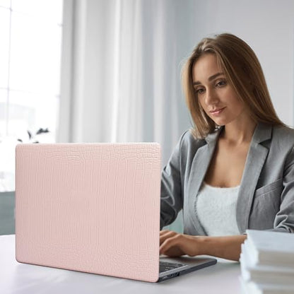 Funut for MacBook Air 13.6 inch Case M5 M4 M3 M2 2022-2024 2025 2026 Release A3449 A3240 A3113 A2681 with Touch ID, Crocodile MacBook Air 13 M5 Leather Hard Shell Case & Keyboard Cover,Pink - color: 01Pink, size: 2022-2026 MacBook Air 13.6 inch M2 M3 M4 M