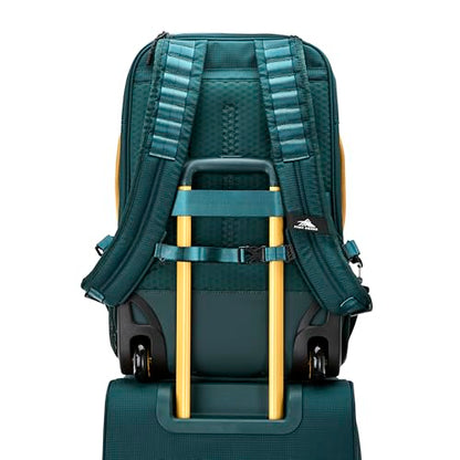 High Sierra Hi-Life 3-in-1 Convertible Wheeled Backpack - Features Removable Daypack, Stack-It Strap, Adjustable Handle, Fleeced Pocket For Scratch Protection, Dual Water Bottle Pockets - Green/Yellow