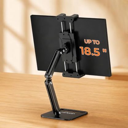 Urmust Portable Monitor Stand for 10-18.5 Inch Screens, Dual Adjustable Arm | Weighted metal base, foldable dual arm, adjustable viewing angle, stable laptop second screen for home office, travel - size: Dual-arm