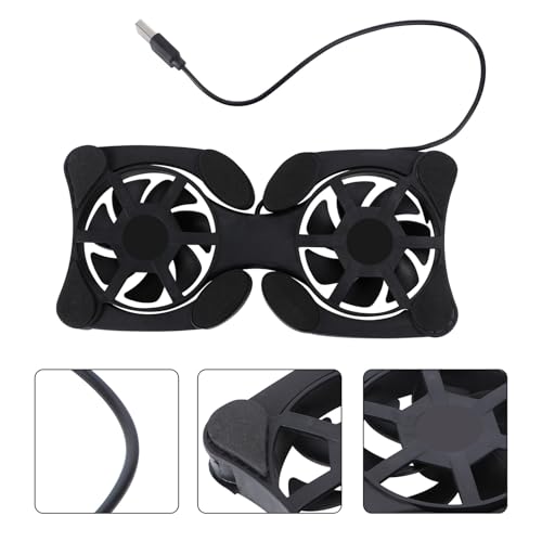 Kisangel Portable Foldable Laptop Cooler and USB Cooling Stand with Dual Fans for Notebook Computers, Black, Suitable for Gaming and Office Use