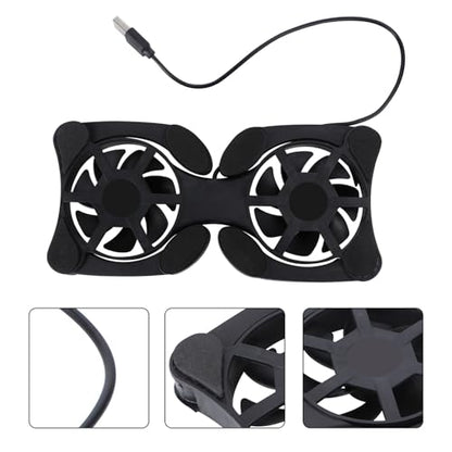 Kisangel Portable Foldable Laptop Cooler and USB Cooling Stand with Dual Fans for Notebook Computers, Black, Suitable for Gaming and Office Use