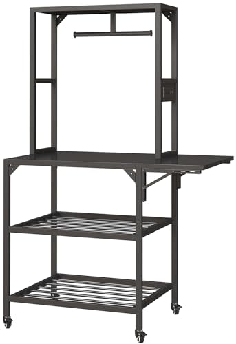Heavy Duty 3D Printer Stand with Storage - Large Metal 3D Printer Table with Filament Storage for 54 Spools, Rolling 3D Printer Workbench with Locking Wheels & T-Shaped Spool Holder
